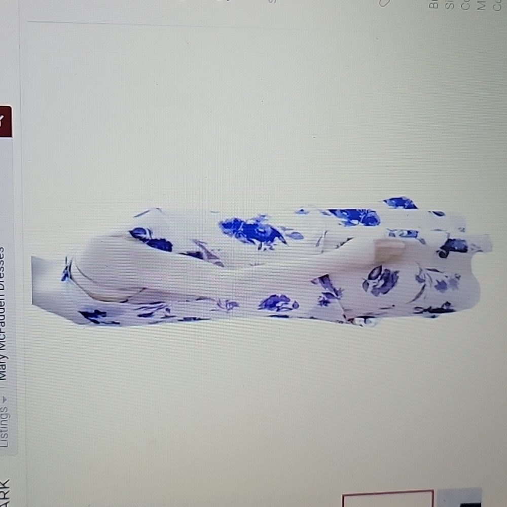 Mary McFadden blue white floral sleeveless layered dress Fully lined Sz XL …EUC - Picture 10 of 10